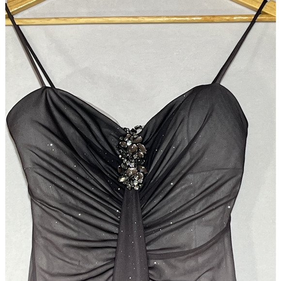 Onyx Nite Chiffon Sparkle Gown 4 Purple Gray Ombre Formal Dress Ruched Elegant - Picture 4 of 16